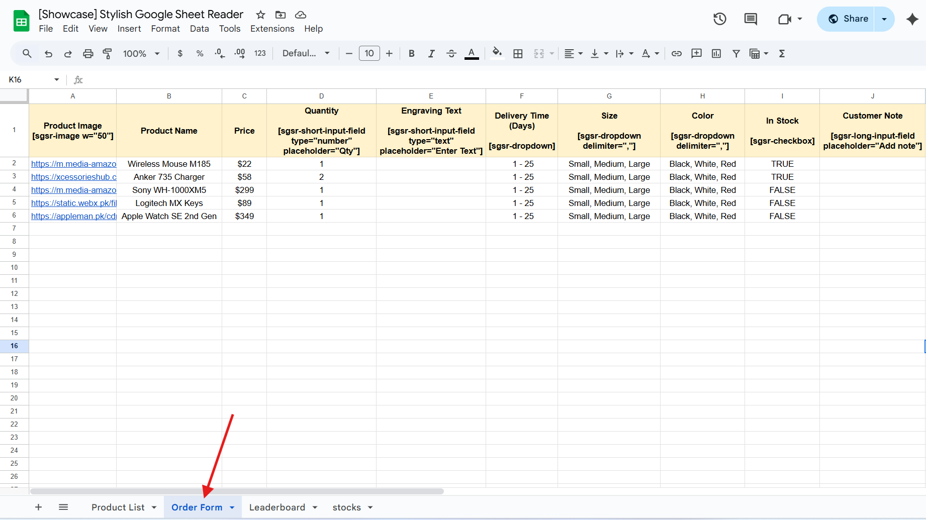 Form Elements Example